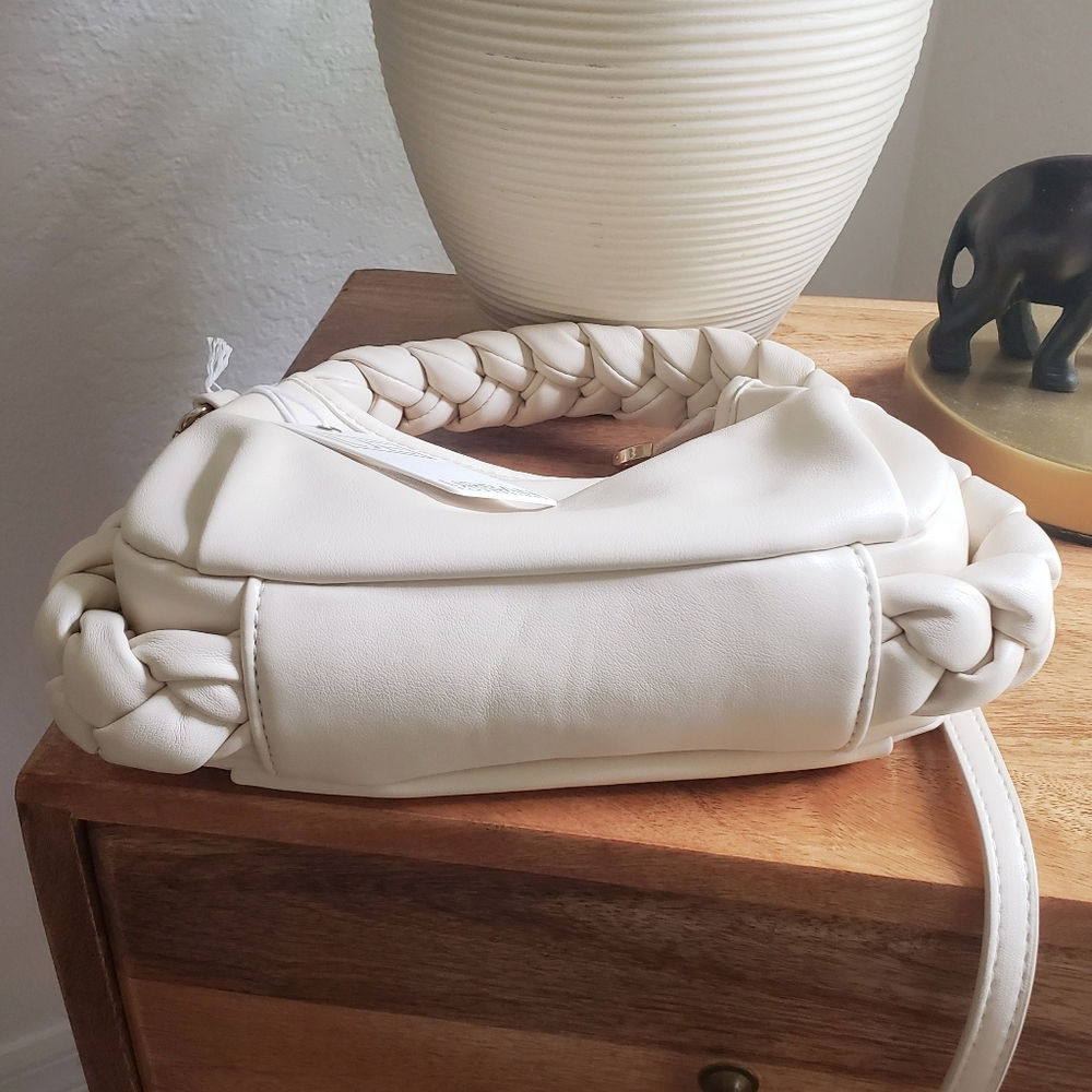 💗Urban Expressions Cream Braided Handle Crossbody Clutch Bag💗 - Picture 4 of 9